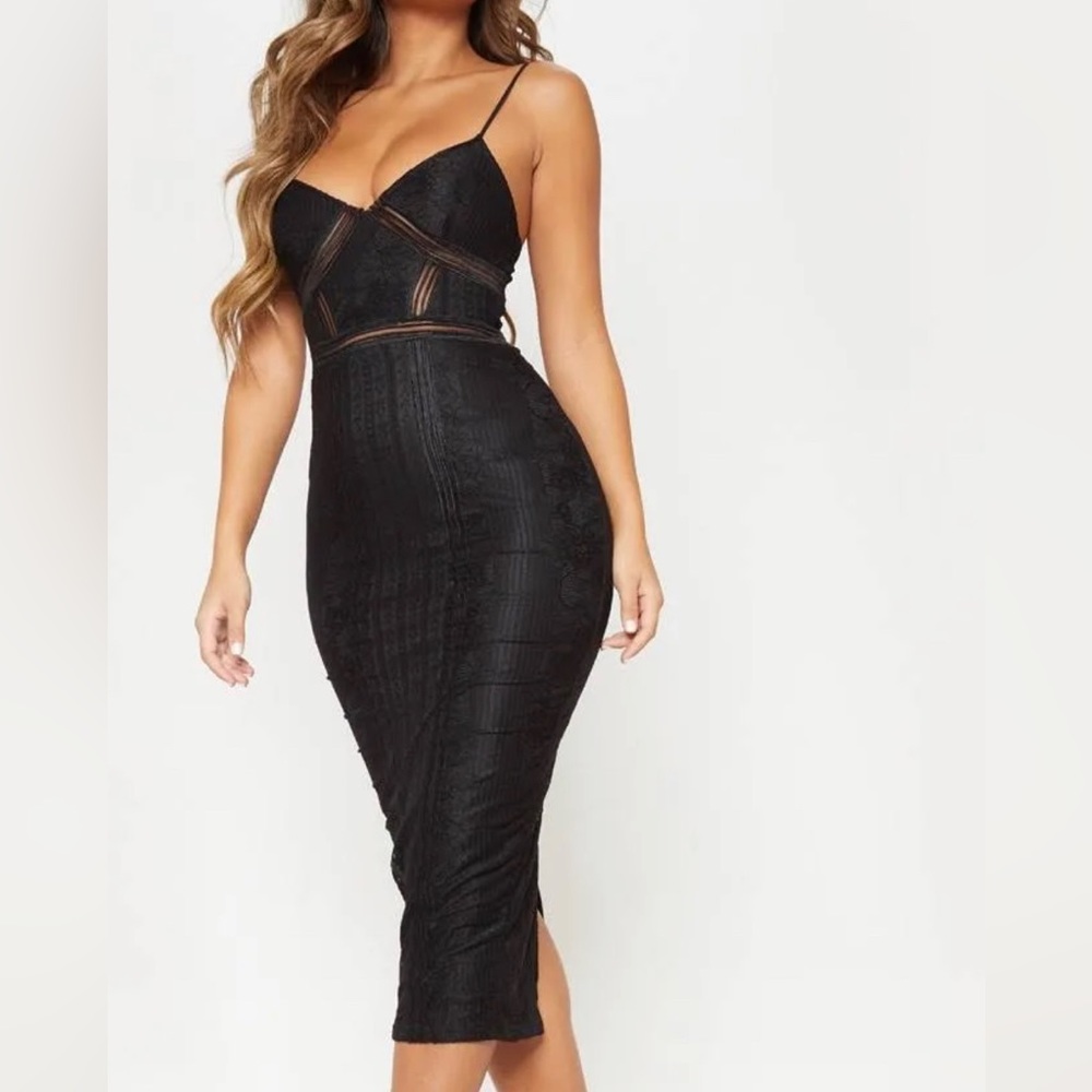 Pretty Little Thing black midi dress- never worn
